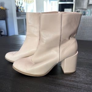 Target Off White Beige Heeled Boots 9.5